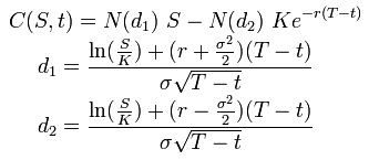 Black scholes formula